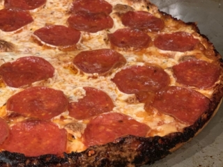 Fresh mozzarella cheddar pepperoni laced edges bar pizza Fresh mozzarella cheddar pepperoni laced edges bar pizza