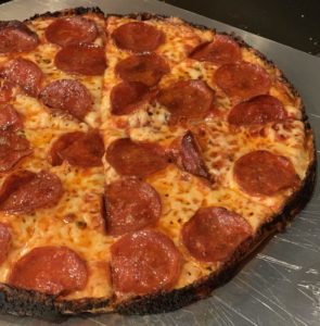 South shore bar pizza laced edges pepperoni mozzarella cheddar